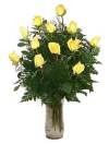 One Dozen Yellow Roses Arranged