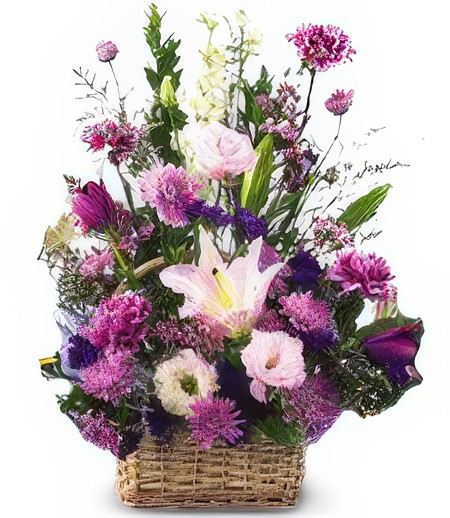 Pink and Lavender Flower Basket &mdash; Flower Delivery