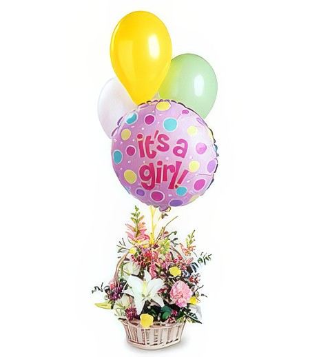 Baby Girl Bouquet with Balloons &mdash; Gift Delivery