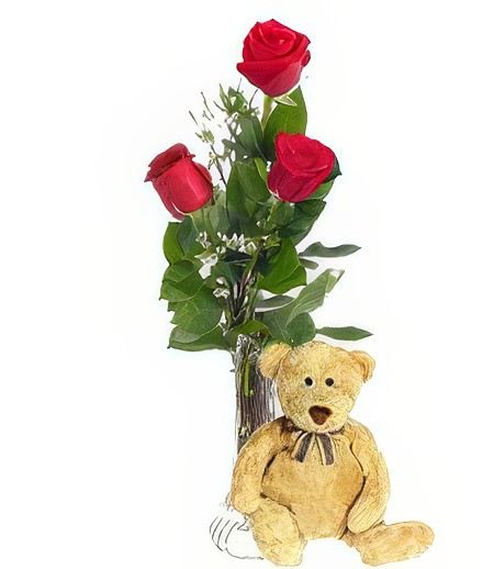 3 Red Roses & Bear &mdash; Gift Delivery