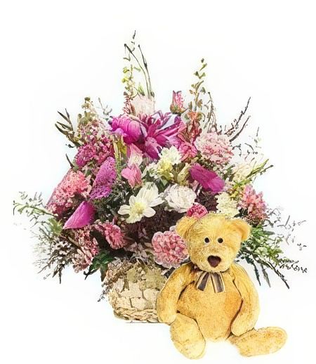 Pink Spring Basket & Bear &mdash; Gift Delivery