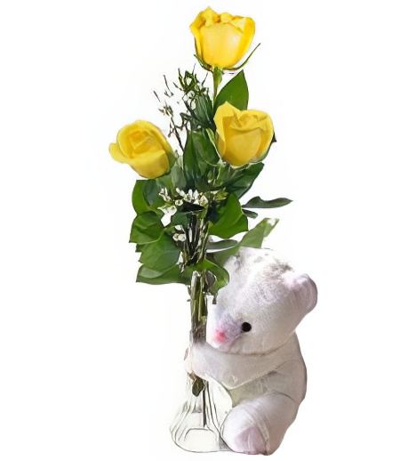 3 Yellow Roses & Bear &mdash; Gift Delivery