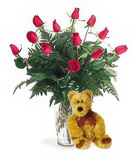 Symbol of Love Bouquet & Bear &mdash; Gift Delivery